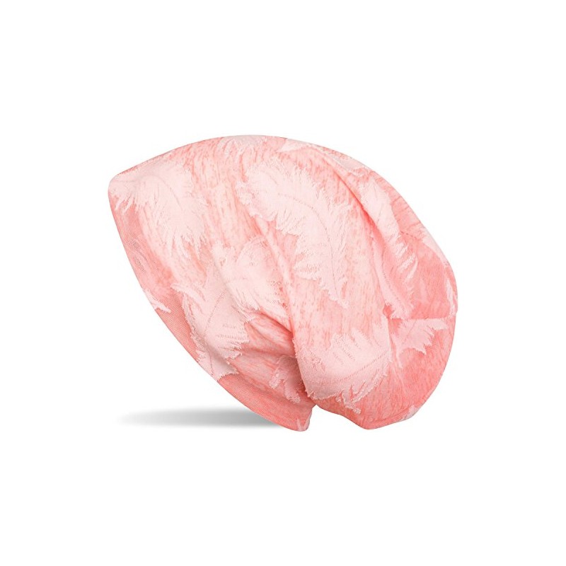 styleBREAKER Beanie Hat with Woven Feather Pattern, Slouch Long Beanie,