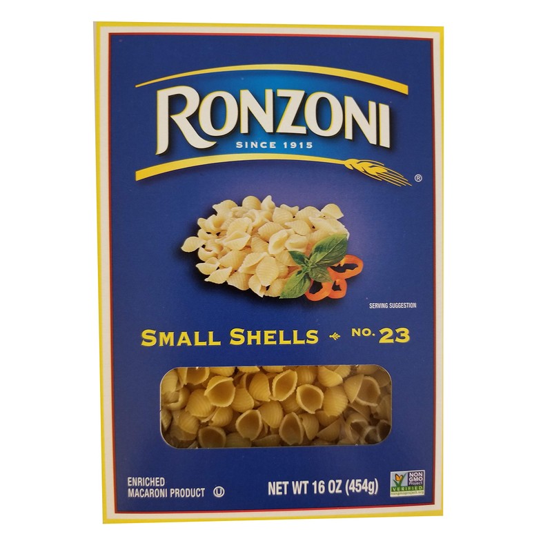 Ronzoni Small Shells Non GMO 16 Oz. Pack Of 3.