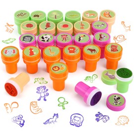 26 Animal Stamps for Kids, Self-Inking, Children's Craft Supplies Party Favors for Kids