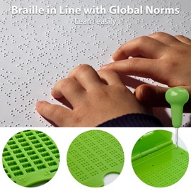 Braille Slate with Metal tip Stylus,Braille Slate and Stylus Kit Writing Label Maker Plastic Slate Braille Fingerboard,Portable Plastic Braille Writing Slate for Blind (9 Lines 30 Cells)