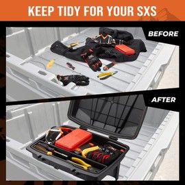 Kemimoto Defender Removable Cargo Storage Box, Rugged Storage Container with Lid, Storage Bin, Bed Trunk Case Compatible with Can Am 2016- 2022 Defender HD5/ HD8/ HD10/ Max HD8/ Max HD10