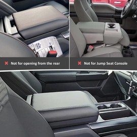 INTGET Car Center Console Armrest Cover for 2024 Ford F150 Accessories Interior 2021 2022 2023 Middle Console Lid Seat Cover Protector Elbow Cushion Pad (Black Stitches, 2021-2024)