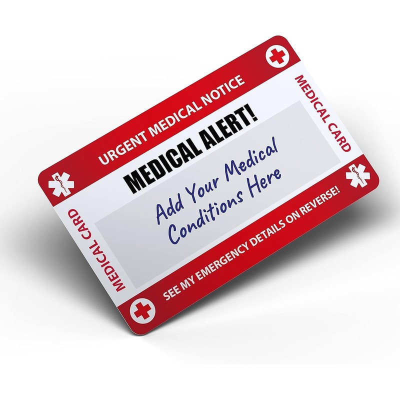 Your Medical Condition Card with Writable Panel and Patterned Lanyard,