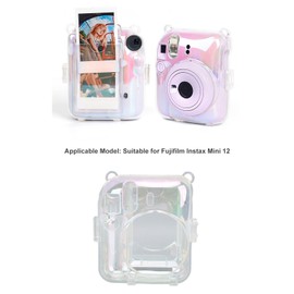 Yoidesu Estuche Transparente para Fuji Mini 12 Instant, Cámara de Película con Bolsillo para Fotos, Capacidad para 10 Películas en la Parte Posterior y Correa Ajustable para