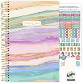 bloom daily planners 2025 Calendar Year Day Planner (January 2025 - December 2025) - 5.5” x 8.25” - Weekly/Monthly Agenda Organizer Book with Stickers & Bookmark - Watercolor Waves