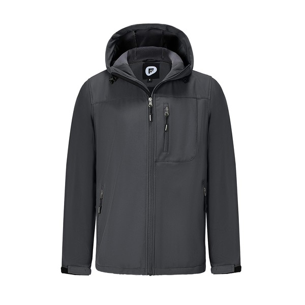 FARVALUE Men's Softshell Jacket with Hood Fleece Lined Windproof Coat