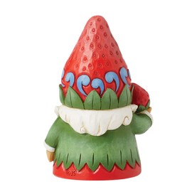 Enesco Jim Shore Heartwood Creek Gnome with Strawberry Hat Figurine- Stone Resin Hand Painted Crafted Collectible Gnomes Mini Figurines Home Decor Statue, 3.86 Inch