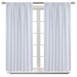 BGment Rod Pocket Room Darkening Curtains 54 Inches Length - Thermal Insulated Bedroom Curtain for Short Window, 42 x 54 Inch, 2 Panels, Greyish White