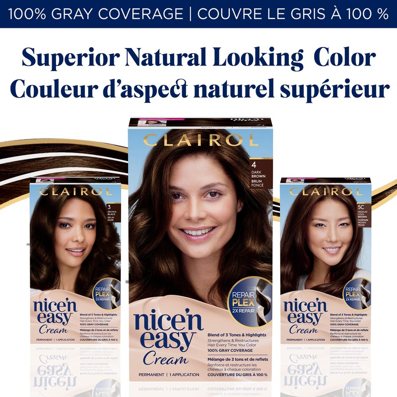 Clairol Nice'n Easy Permanent Hair Dye, 4G Dark Golden Brown