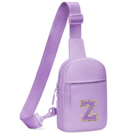 KKXIU Gifts for 6 7 8 9 10 11 12 Year Old Girls Initial Sling Bag Trendy Crossbody Fanny Pack for Teens (Z, Purple)