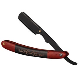 FRCOLOR Stainless Steel Barber Blade Holder Ebony Handle Traditional Shaving Tool Men's Grooming Kit