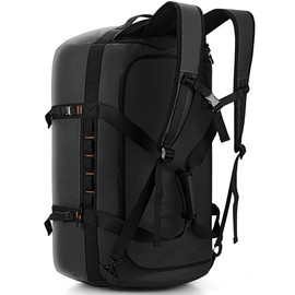 Hulongo 40L/60L/90L Large Waterproof Duffle Bag Backpack for Men, Mens Duffel Backpack Bags for Traveling, Heavy Duty (Black, 60L)