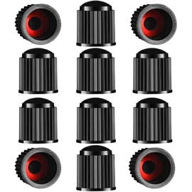 Air Valve Cap, Car Tire Valve Cap, Universal Type, Long Lasting, Black, Pack of 12