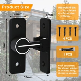 Luminous Door Bolt Stainless Steel 90° Bolt Lock, No Drilling for Door Lock Indoor, Sliding Door Lock, Padlock Locks Suitable for All Interior and Exterior Doors