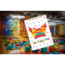 Friendly Fox Playground Invitation, 12 Children's Invitation Cards, Indoor Playground for Children's Birthday Parties Girls and Boys, Invitation Cards Set