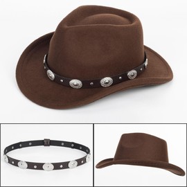 Kids Wide Brim Western Cowboy Cowgirl Hat - Boys Girls Felt Fedora Hats for 3-7 Years