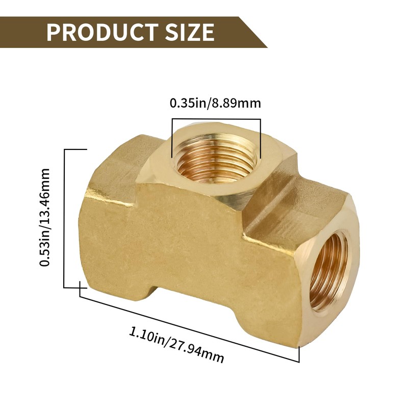 MuRealy 3/16" Brake Line Tee Fitting Kit (4PCS) - Brass