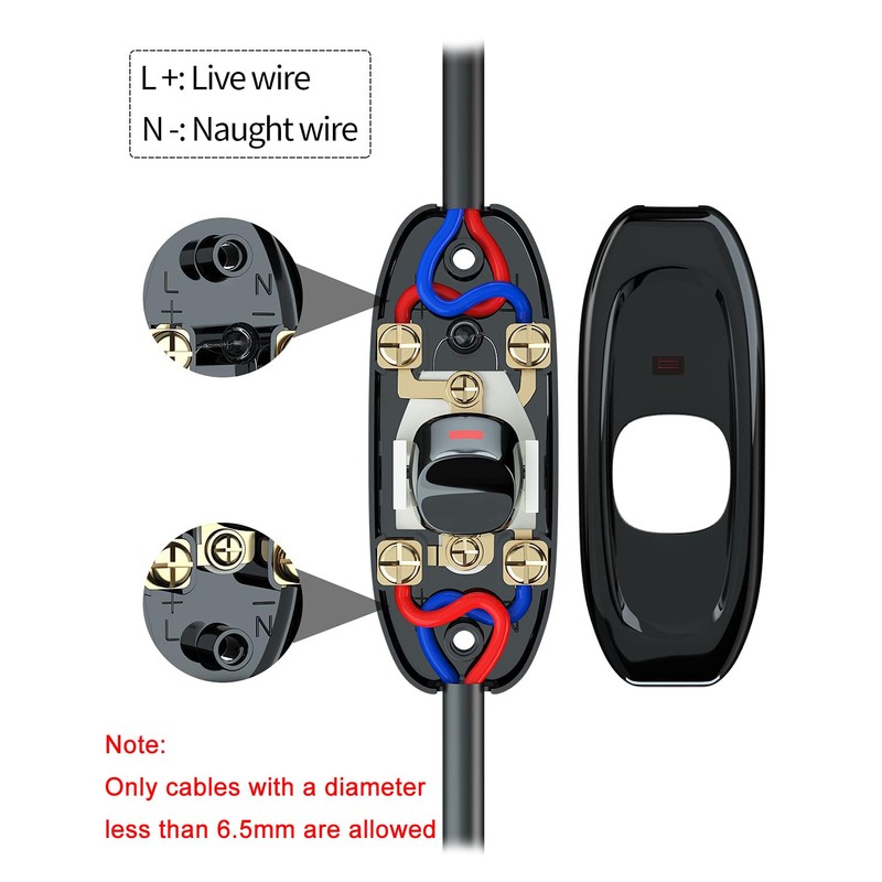 Greluma 3 Pcs 250V 10A Inline Switch Cable Device Switch