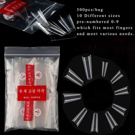 Clear Coffin Acrylic Nails-Fake Nail Coffin Shape Long 500PCS Half Cover Shaped Ballerina Nails Tips,DIY Nail Salon Art 10 Size with Bag