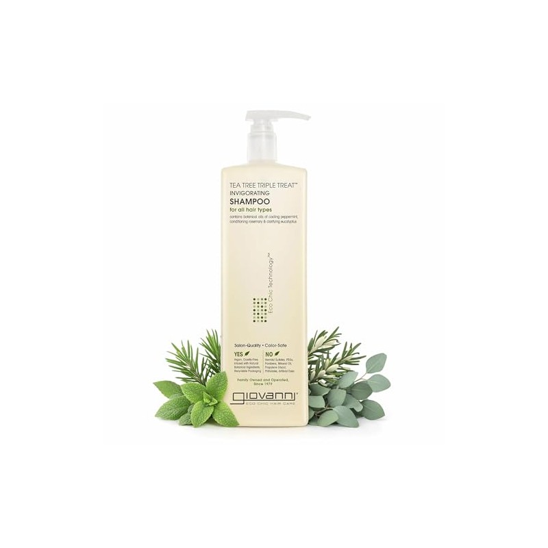 Giovanni Invigorating Tea Tree Shampoo - Triple Treat Strengthening, Conditioning,