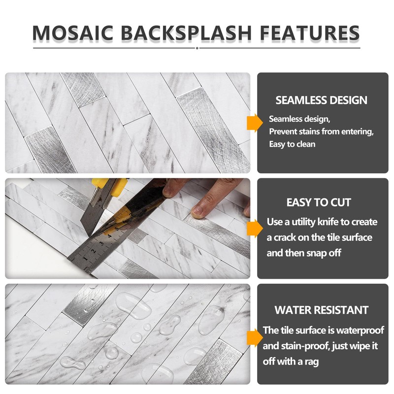 STICKGOO 2 Sheets Peel and Stick Backsplash Tile, Stick on