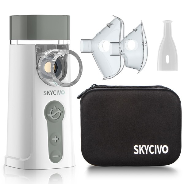 SKYCIVO Nebuliser Machine for Adults and Kids, USB-C Rechargeable with Portable Nebulizer Machine, Handheld Inhaler with Adjustable Atomization Rate and Built-in Storage Box for Travel and Home Use
