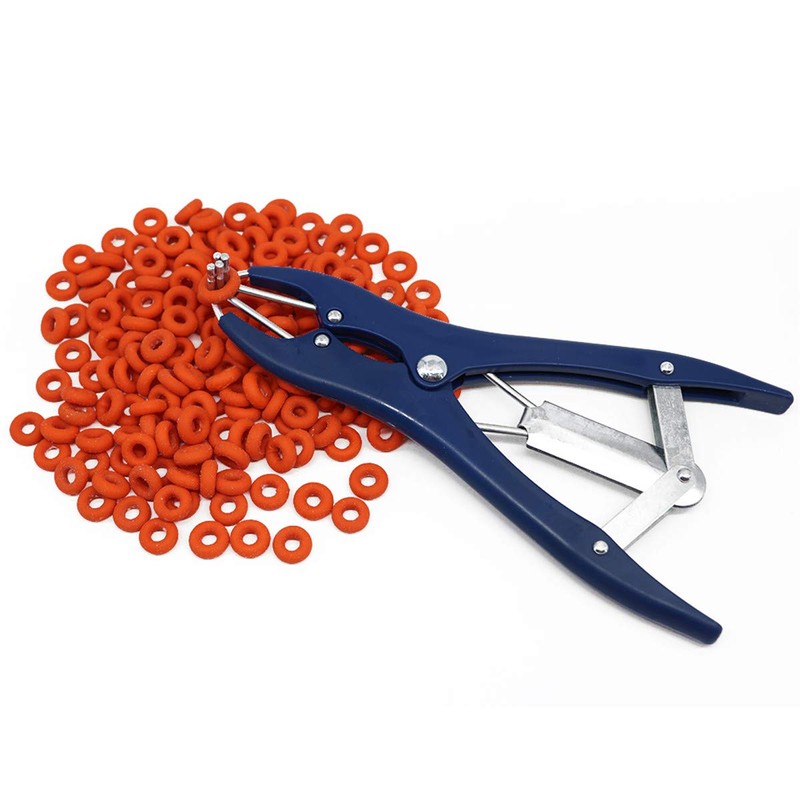 Generies Animal Elastrator Castration Pliers with 100 Rubber Rings Metal