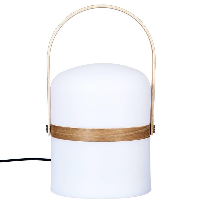 Outdoor Lamp with Wooden Handle, White, 26.5 cm