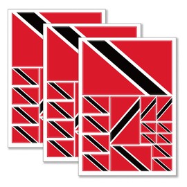 QQSD Trinidad and Tobago Flag Sticker Tobagonian Decal in Multiple Sizes, 3 Pack, 11.7 x 8.3 Inches