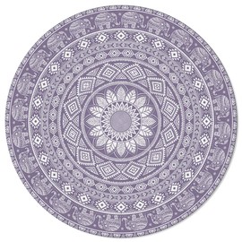 Round Area Rug 4ft Purple Boho Mandala Rug Soft Sofa Nursery Carpet Floor Mat Non Slip Area Rugs for Indoors/Outdoor Living Room Bedroom Dining Room Home Decor Bohemian Geometric Rug