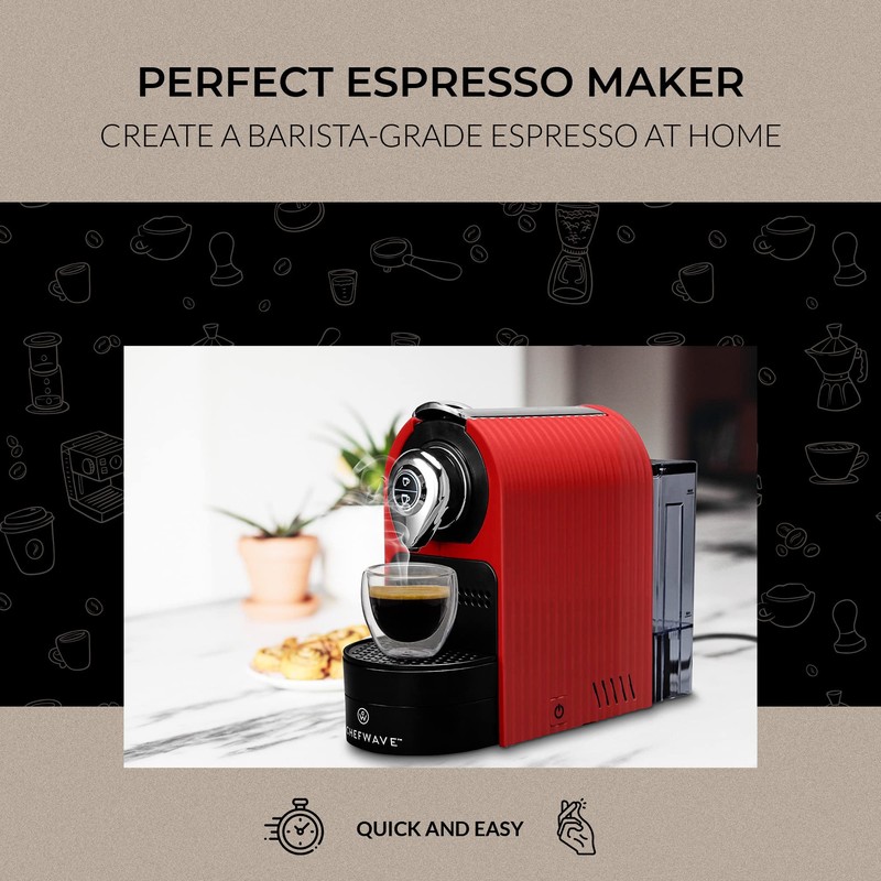 ChefWave Espresso Machine and Coffee Maker (Black) - Compatible with