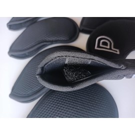 Set of 10 Golf Club Head Covers for Irons with Numbers (Black)