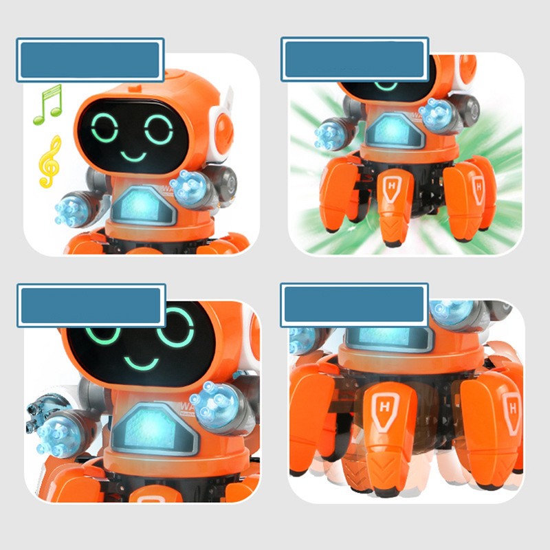 Robot Toy Six Claws Plastic Intelligent Dancing Singing Light Electric