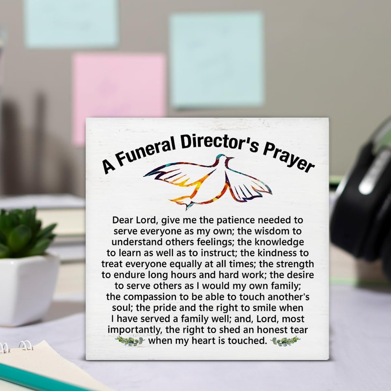 Christian Funeral Directer Decor Mortician Gift Funeral Directors Prayer Wooden