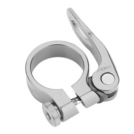 Alomejor Bicycle Seat Clamp, 1.2 inches (31.8 mm), Aluminum Alloy, Easy Adjustment, Quick Release, Lightweight, Easy Installation, 3 Colors (Titanium)