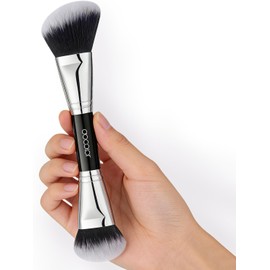 docolor Brocha Doble de Base y Contorno 2 en 1 100% Vegana para Líquidos Polvos Cremas Profesional para Difuminar Iluminador Rubor Bronceador Ideal para Viajes