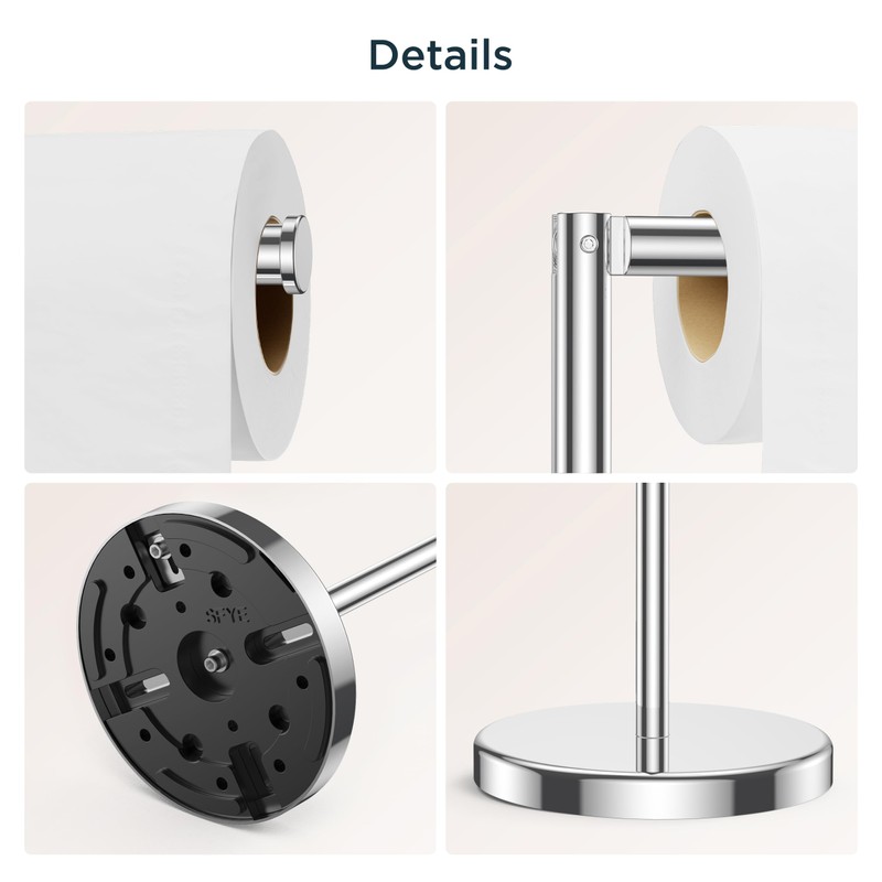 FORIOUS Toilet Paper Holder Stand, Modern Freestanding Tissue Roll Holder
