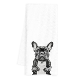 INDAJEDN French Bulldog Hand Towels for Bathroom, Dog Bathroom Hand Towels, French Bulldog Bathroom Decor, Funny Hand Towels, Dog Bathroom Decor, French Bulldog Gifts, 16x24 Inch