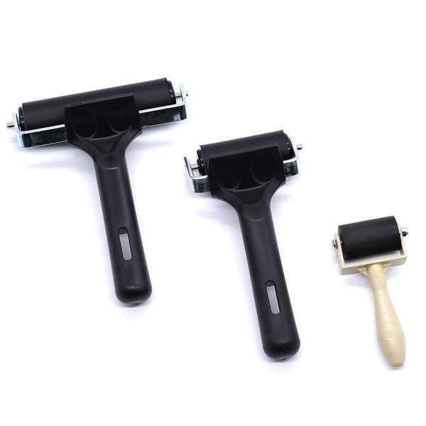 3 Pcs Rubber Rollers Rubber Brayer Rubber Paint Used for Painting and Ink Painting Handicrafts Dyeing (3.5cm/6cm/10cm)