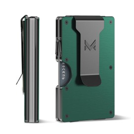 MIFANYO Metal Wallet for Men, Slim Aluminium Metal Card Case, Money Clip, Minimalist Front Pocket, Card Holder, Brushed Dark Green, Minimalist