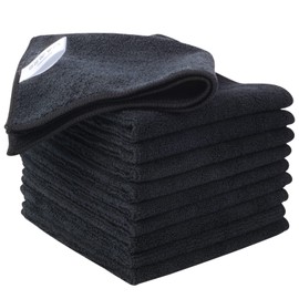 KinHwa Microfibre Household Towels, Super Absorbent Tea Towels, Multi-Purpose, 30 x 30 cm, Black , 10