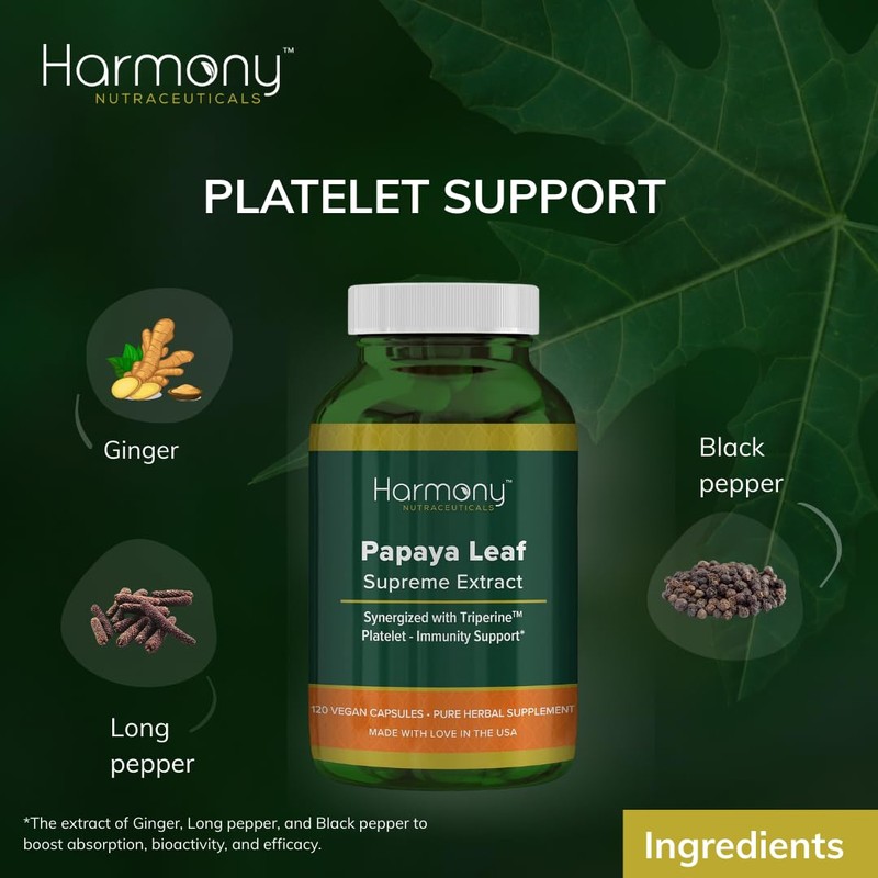 Harmony Nutraceuticals Papaya Leaf Supreme Extract Highest Potency Maximum Bioactivity