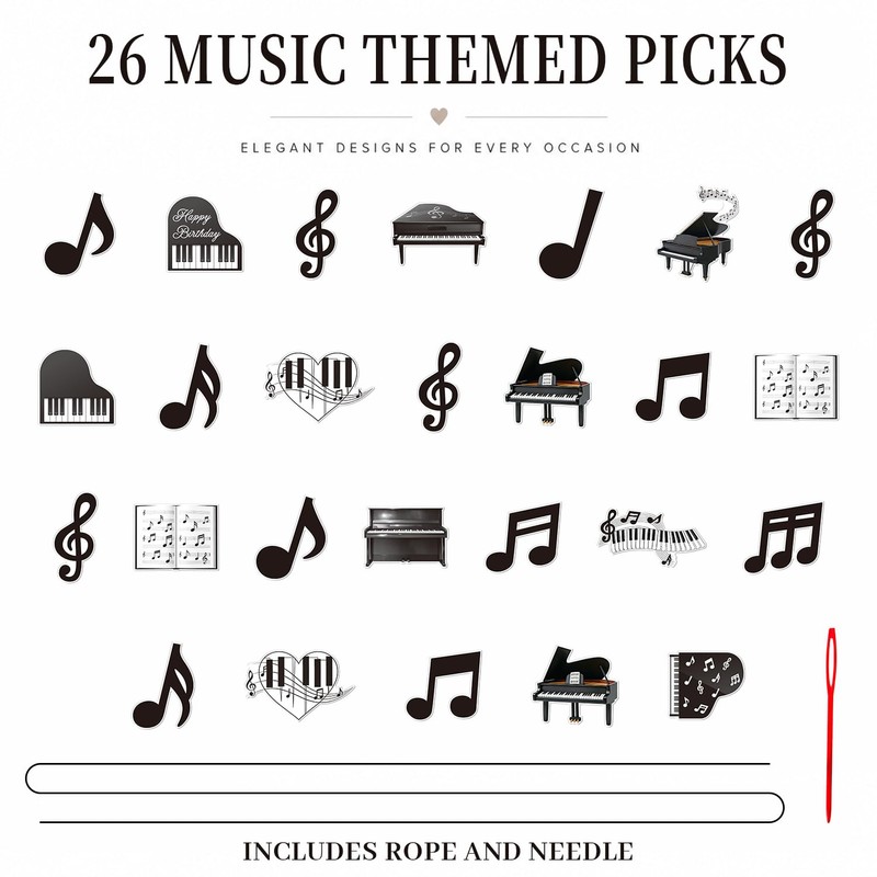 26PCS Piano Music Party Centerpiece Sticks Musical Note Table Toppers