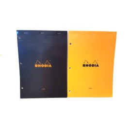 Rhodia Staplebound Black and Orange 8.25 X 11.75 Lined with Margin 3 Hole Punched Notepad, Pack of 2