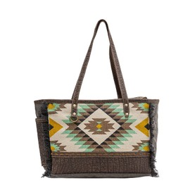 Myra Bag Western Leather Shoulder Bag for Women - Upcycled Canvas Handbag Cottonee