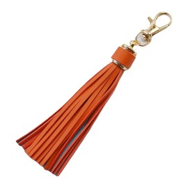 Plus Nao Bag Charm, Bag Accessories, Key Chain, Tassel, Fringe, Leather-like, Nascan Included, Stylish, Cute, orange