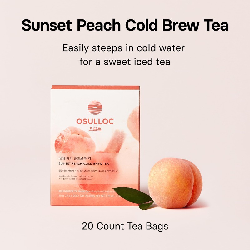 OSULLOC Sunset Peach Cold Brew Tea, Sweet peach flavored iced