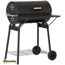 30-Inch Portable Charcoal Barbecue Grill with Wheels for Outdoor Camping Features Adjustable Charcoal Rack and Storage ShelfTitle: Default Title