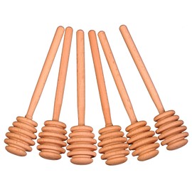 Creative Hobbies® 6 Inch Wood Honey Dipper Stick Server for Honey Jar Dispense Drizzle Honey New | Pack of 6