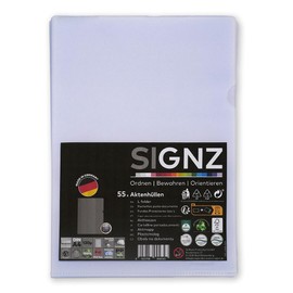 SIGNZ Document Wallets (DIN A4, Extra Strong 120 my), Pack of 55, Grained, CO2 Neutral, Made in Germany
